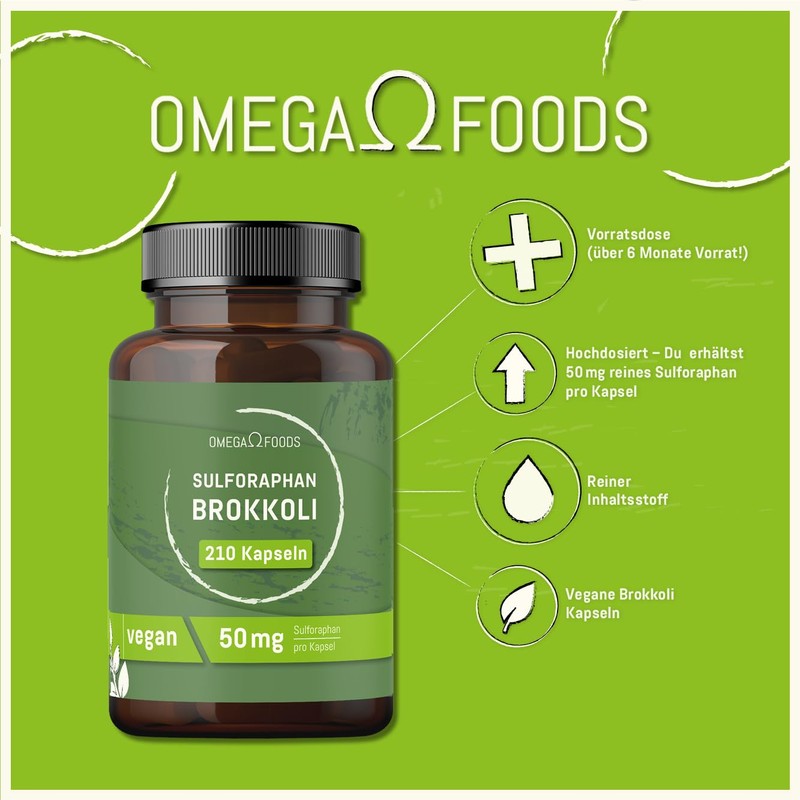 Broccoli Capsules - 50mg Sulforaphane Broccoli Extract Per Capsule -