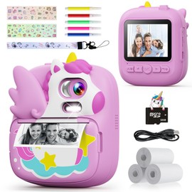 CAMCLID Kids Camera Instant Print, 2.4’‘ Instant Camera for Kids with 32G SD Card & Print Photo Paper, 1080P HD Video Toddler Camera, Christmas Birthday Gifts for Boys Girls Age 3-12(Purple)