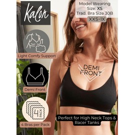 Kalon 4 Pack Racerback Sports Bra V Neck for Women (Medium, Basics)