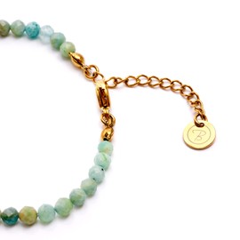 Bergerlin Genuine Natural Stone Pearl Bracelet with 925 Sterling Silver Pearl or Gold-Plated Pearl - Faceted with Clasp - with Certificate of Authenticity, Gold - 18,5+4cm