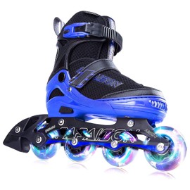 PAPAISON Adjustable Inline Skates for Kids and Adults with Full Light Up Wheels, Outdoor Roller Skates for Girls and Boys, Men and Women