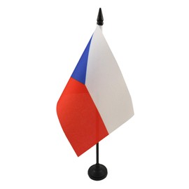 Czech Republic Table Flag 4'' x 6'' - Czech Desk Flag 15 x 10 cm - Black plastic stick and base - Drapeau République tchèque AZ FLAG