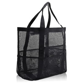 Strandtasche Damen mit Reißverschluss, Große Wasserdicht Mesh Badetasche, Familie Faltbar Beach Tote Bag Shopper, Groß mit Schuhfach Einkaufstasche Schwimmtasche Tote Bag, für Einkaufen Reisen Sport