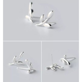 Unbranded 925 sterling silver classic Tulip leaf Love ear studs earring Christmas gift box