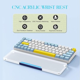 SELORSS Keyboard Wrist Rest- Acrylic Wrist Rest for Computer Keyboard,Ergonomic Keyboard Pad for TKL Keyboard,Mechanical Keyboard Anti-Slip Wrist Support 14.17x3.14''for Home,Office& Games-Blue
