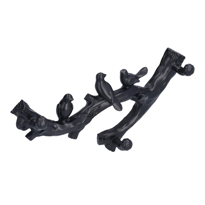 Decorative Hook Black Bird Branch Shape Three Dimensional Wall Mounted
