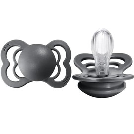 BIBS Pacifiers - Supreme Collection | BPA-Free Baby Pacifier | Made in Denmark | Set of 2 Iron Color Premium Soothers | Size 6-18 Months