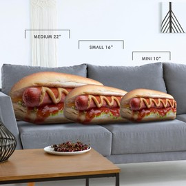 3D Designed Hot Dog Pillow, Soft Hotdog Food Pillow, Realistic Stuffed Hot Dog Custom Pillow, Squishy Hot Dog Personlized Pillow, Hotdog Plush Pillow Gift for Birthday & Graduation - 10" Mini