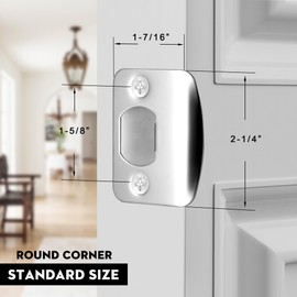 Newlaking Door Strike Plate for Interior Doors, Security Reinforcement Plate, Stainless Steel Polished Chrome Strike Plate, 1 Pack