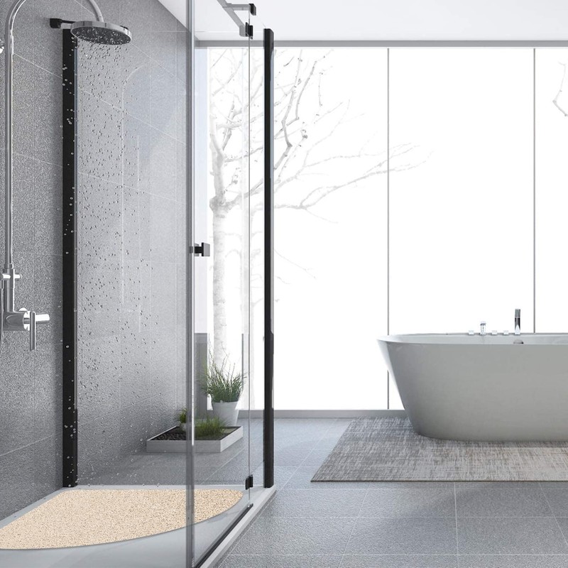 Lurowo Corner Shower Mat Non Slip, Quadrant Loofah Shower Mat
