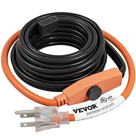 VEVOR Pipe Heating Cable, 9-feet 7W Heat Tape for Pipes with Built-in Thermostat, Protects PVC Hose, Metal and Plastic Pipe from Freezing, 120V