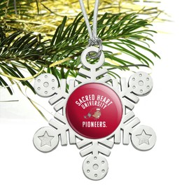 GRAPHICS & MORE Sacred Heart University Pioneers Logo Metal Snowflake Christmas Tree Holiday Ornament