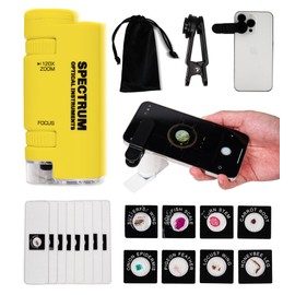 EasyMicro LED Lighted Pocket Microscope 60-120X Magnification Yellow Color