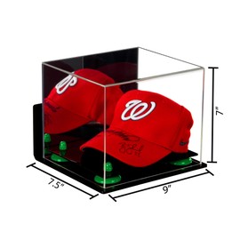 Better Display Cases Versatile Acrylic Display Case - Small Rectangle Box with Mirror, Wall Mount and Green Risers 8.75" x 7.75" x 7" (A006-GRR)