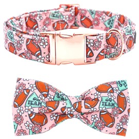 Dog Collar - Rugby with Flower Dog Collar Bows for Dogs Bowtie Pet Collar Adjustable Dog Collar Girl Boy Dog Collar for Large Dogs