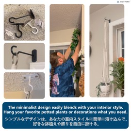 NACETURE Ceiling Hooks for Hanging Plants 4 Pack - Square Wall Mount Plant Hanger Indoor Hanging Hooks Metal Plant Bracket Iron Lanterns Hangers for Wind Chimes, Planters (5" White 4 Pack)