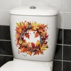 Autumn Maple Wreath Toilet Cover Sticker Decals,Fish Bird Flower Leaf