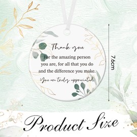 Tenare Thank You Gift White Ceramics Thank You Ornament for Women Girls Hanging Thoughtful Plaques Decorations Christmas Birthday Gifts