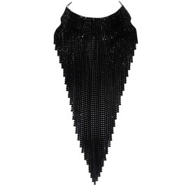 EVER FAITH Women's Crystal Bib, Statement Long Tassel Choker, Necklace, Costume Jewellery, Crystal, No information