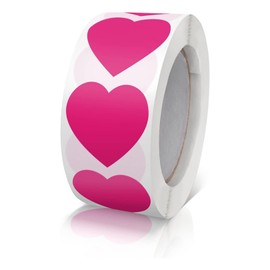 UKKQES Heart Shaped Stickers Rose Red, 2.5CM Cute Decorative Love Labels for Valentine’s Day, Envelopes, Award Charts, Crafting, Scrapbooking, 500 Labels Per Roll