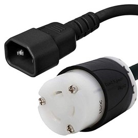 IronBox Electric - IEC C14 to NEMA L5-20R Plug Adapter Power Cord - Rated for 15A/125V - 14 AWG - UL Listed Twist Lock Extension Cable - Heavy Duty Power Cable for Server Rack or Data Center (8 Foot)