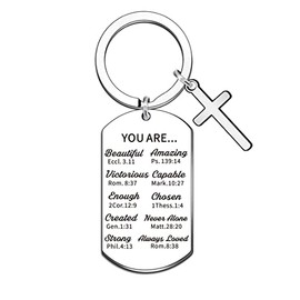 WTOPP Christian Keyring Gifts Bible Verse Keyring Baptism Gifts Inspirational Religious Gifts Communion Gifts Christian Gifts for Women Girls Graduation Gifts