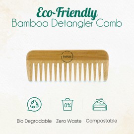BeNat All Natural Bamboo Wooden Hair Comb for Women and Men - Eco Friendly Hair Accessories Ideal For Detangling Curly Hair and Beard Comb For Men