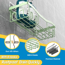 Youvip Shower Caddy, Shower Organizers [5-Pack], Rustproof Bathroom Shower Shelves for Inside Shower, Adhesive Shower Caddy with Soap Caddy & Toothbrush Holder No Drilling, Green