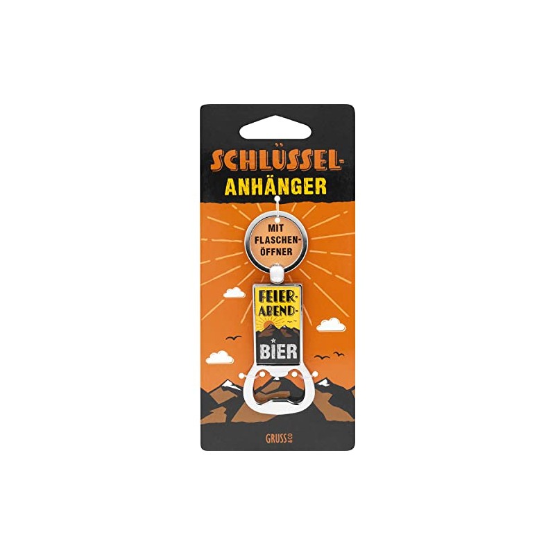 GRUSS & CO Bottle opener motif "Feierabend Bier", key ring,