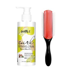 WOZUTUNT Crema Definidora De Curl - Curling Perfection Para Cabello Ondulado, Crema Alisadora Anti-Frizz Para Definir Todos Los Tipos Y Texturas Naturales De Curl Con Cepillo De 9 Hilas Crema Para Riz