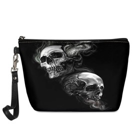 Biyejit Cosmetic Bag Makeup Bag Waterproof Toiletry Bag for Women Lipstick Bag Toiletry Bag Travel Organizer Purse, Skull skeleton, carry-on luggage