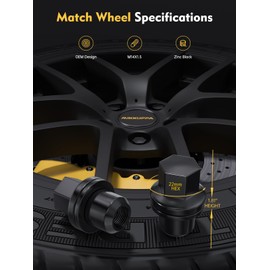 MIKKUPPA M14x1.5 Wheel Lug Nut - Replacement for Land Rover LR3 LR4 Range Rover Sport Discovery - 20pcs Black Closed End OEM Factory 1.81" Tall 0.87" Hex Lug Nuts