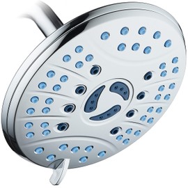 Hotel Spa AquaCare As-Seen-On-TV High Pressure 6-setting 7 inch Rainfall Shower Head with Special Hygienic Anti-clog Nozzles for Cleaner, More Powerful Shower Top American Brand/All Chrome Finish