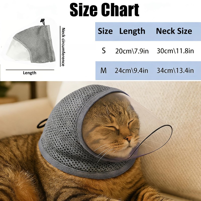 Cat Muzzle for Grooming, Breathable Mesh Cat Head Cover to
