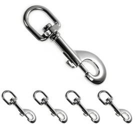 Snap Hook with Swivel for Dog Collar Set of 4 Heavy Duty Stainless Steel – Karbiner 90 mm, Use With Paracord 550 SILVER STAINLESS STEEL Lobster Claw Swivel Top for Webbing, Dog Lead, Ganzoo