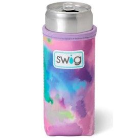 Swig Life Skinny Can Coolie, 12oz Slim Can Holder, Neoprene Insulated Cooler with Pocket, Covers for Tall Beer Bottles, Beach Accessories for Women (Cloud Nine)