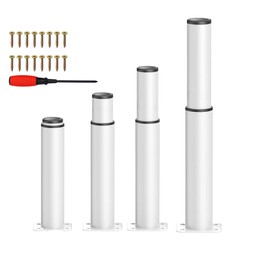 EURXLQ 4 Adjustable Furniture Feet, Table Legs, Metal Feet for Furniture, Furniture Feet Supports, Height Adjustable with Screws + Screwdriver for Furniture, Sofa, Cabinet, Bed, Bedside Table (White