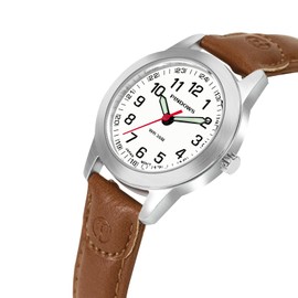 PINDOWS Women's Watch, Classic Business Analog Quartz Small Ladies Watch, 3ATM Waterproof Fashion Dress Watch with Easy Read Luminous Dial, Gold Case with Black Strap, Classic