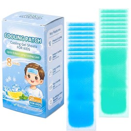 20 Sheets Cooling Fever Patch for Kids,Cooling Forehead Strips Cooling Gel Pads for Baby Children Adult, Forehead Fever Cool Pads