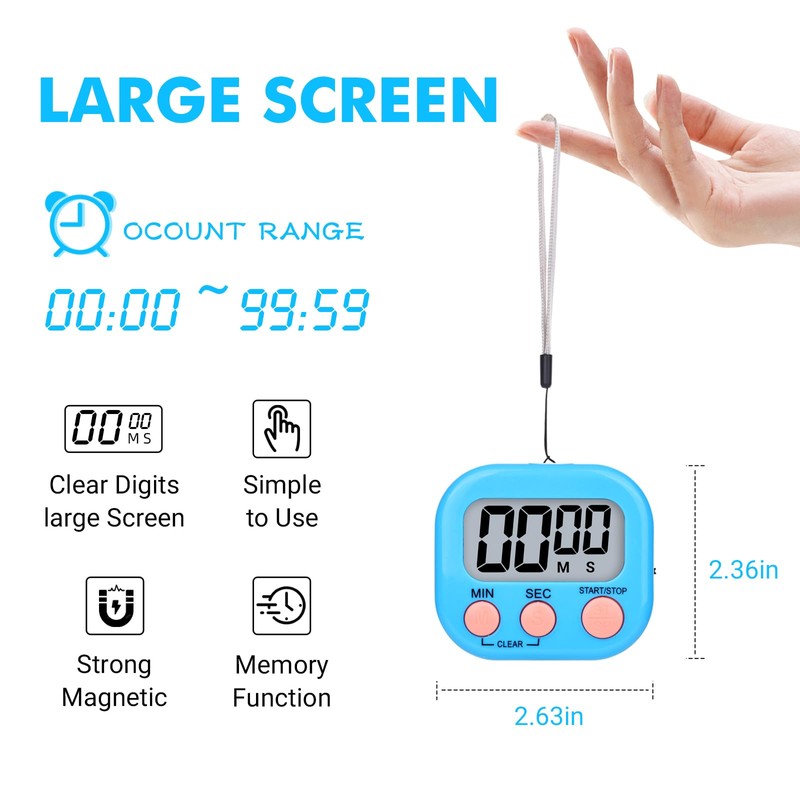 6 Packs Magnetic Kitchen Digital Timers Classroom Stopwatch Timer 6