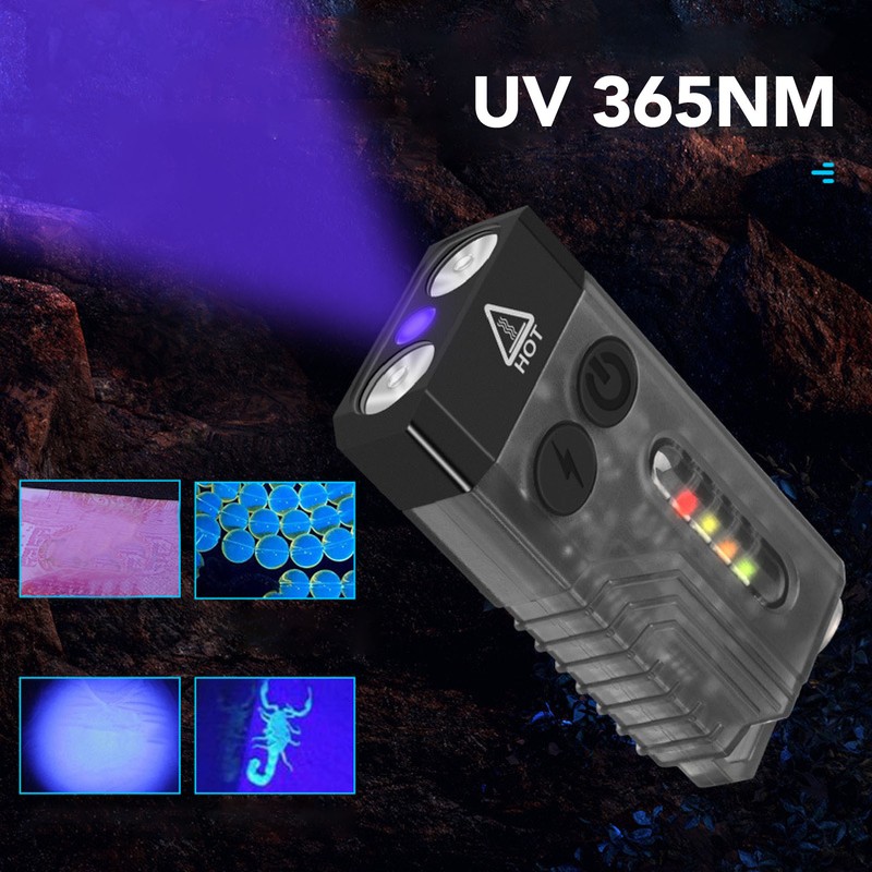 Mini Flashlight Portable Rechargeable Buzzer Alarm Keychain Light for Camping