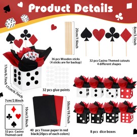 WinnerWhy 8 Sets Casino Party Decorations Themed Table Centerpieces Casino Night Table Party Toppers with White, Black, Red Dice Box Poker Cutouts and Sticks for Night Decor Birthday