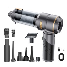 AQSFLA Car Vacuum Portable Cordless 21000PA High Power Mini Vacuum Cleaner 4-in-1 Compressed Air Duster & Air Blower & Pump Hand Held Vacuum with Brushless Motor for Car (Gray)