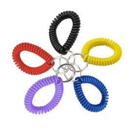Lucky Line 2” Spiral Wrist Coil with Steel Key Ring, Flexible Wrist Band Key Chain Bracelet, Stretches To 12”, Assorted Colors, 5 Pack (4101005)