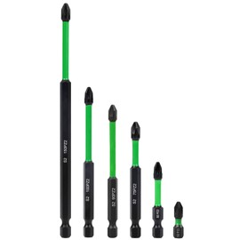 Saipor 6-Piece PZ2 Magnetic Impact Screwdriver Driver Bits Set, POZI No.2 Screw Driver Drill Bits, S2 Steel Pozidriv Screwdriver Bit Set, 1/4 Inch Hex Shank Impact Driver Bit, Long 25 mm - 150 mm