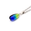 Gold Stone Sparkling Firefly Glass Necklace, Keramarin, Blue, Drop, Pendant,