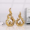 2 Pcs Gold Ceramic Sculptures for Home Decor, Modern Abstract