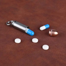 Nhdt Small Pill Box Titanium Pill Fob Necklace Bullet Nitro Mini Waterproof Pill H.