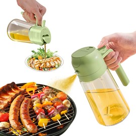 PSORNBG Oil Dispenser for Kitchen Spray, Oil Dispenser Bottle Spray and Pour, 2 in 1 Olive Oil Dispenser Bottle for Kitchen, 16oz/470ml Glass Oil Bottle for Air Fryer, Salad, Frying, BBQ (Green)