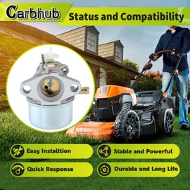 Carbhub 799869 Carburetor for 792253 498170 499059 799869 Lawn Mower Pressure Washer Rotary 14112 Oregon 50-658 Carb (498170 Carburetor)